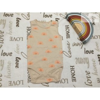   Next 18 - 24 hó 86-92 cm tejeskávé alapon narancssárga nap mintás  pamut fiú body -új, szettet bontottam