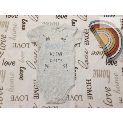 Fagottino 24-30 hó 92 cm szürke, Daddy feliratos pamut fiú body- új, szettet bontottam