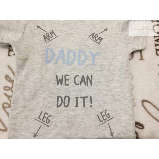 Fagottino 24-30 hó 92 cm szürke, Daddy feliratos pamut fiú body- új, szettet bontottam