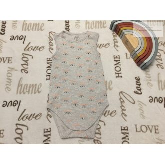  Baby Club 3 év 98 cm szürke, tigris fej mintás pamut body-új, szettet bontottam