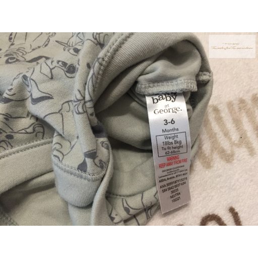 Disney at George 3-6 hó 62-68 cm khaki, 101 kiskutya/ dalmata mintás pamut fiú  body- újszerű,hibátlan