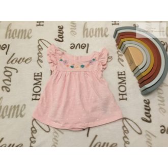  M§S újszülöttre való,50 cm, 3,2 kg rózsaszín, virágmintás pamut lány body - ruha -újszerű,hibátlan