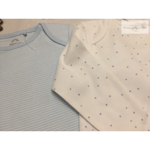 Next 18-24 hó 92 cm  kék csíkos-csillagos -elefánt mintás pamut fiú body szett 3 db - új, címkés-szettet bontottam