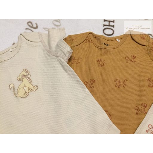 Disney 6-9 hó 68-74 cm bézs-barna, Simba mintás pamut fiú body szett 3 db - új, szettet bontottam