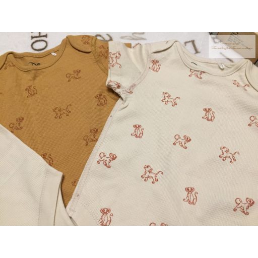 Disney 6-9 hó 68-74 cm bézs-barna, Simba mintás pamut fiú body szett 3 db - új, szettet bontottam