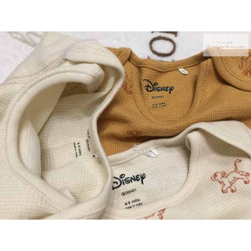 Disney 6-9 hó 68-74 cm bézs-barna, Simba mintás pamut fiú body szett 3 db - új, szettet bontottam