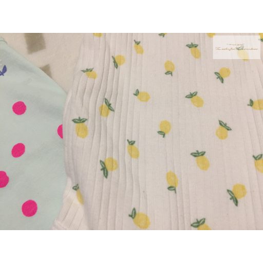 Next, F§F 9-12 hó 80 cm citrom és virágmintás pamut lány body szett -újszerű,hibátlan