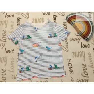 C§A 7 év 122 cm kék csíkos, színes dinó mintás vékony pamut fiú felső - új, csak lecímkézve   C§A 7 év 122 cm kék csíkos, színes dinó mintás vékony pamut fiú felső - új, csak lecímkézve