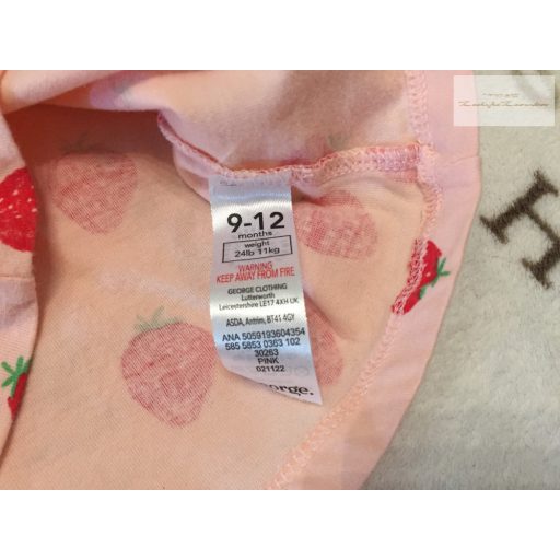 George 9 - 12 hó 74 - 80 cm rózsaszín, eper mintás vékony pamut lány felső-újszerű,hibátlan