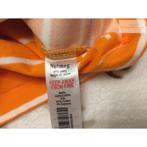 Nutmeg 12 - 18 hó 80 - 86 cm narancssárga, kék dinó mintás pamut fiú felső-újszerű, hibátlan