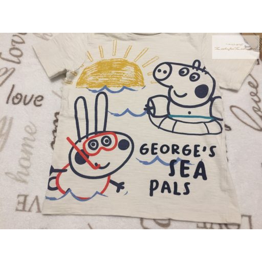 George 3-4  év 98 - 104 cm bézs, Peppa - tenger mintás pamut fiú  felső- újszerű,hibátlan