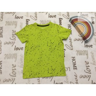   Next 8 év 128 cm zöld, fekete fröcskölt mintás pamut fiú felső - újszerű,hibátlan