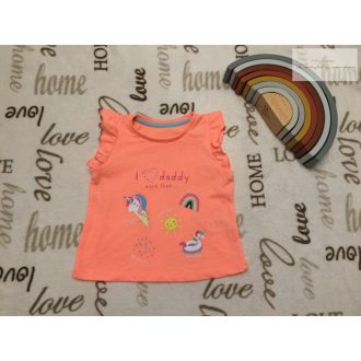   Matalan 9 -12 hó 74 -80 cm  I Love Daddy feliratos unikornis-szivárvány mintás pamut lány felső- újszerű,hibátlan