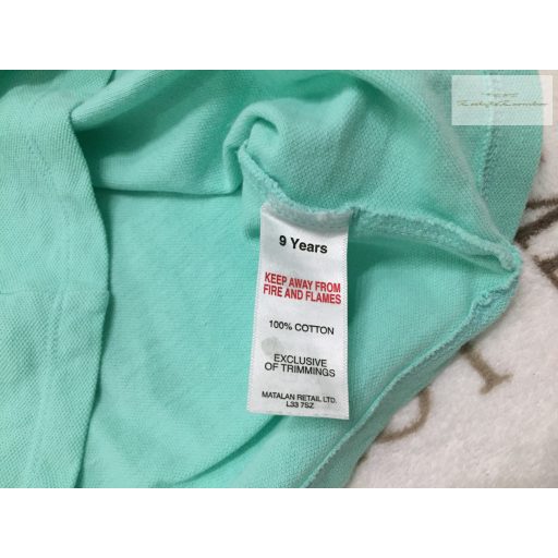 Matalan 9 év 134 cm türkiz, galléros pamut fiú felső - újszerű,hibátlan
