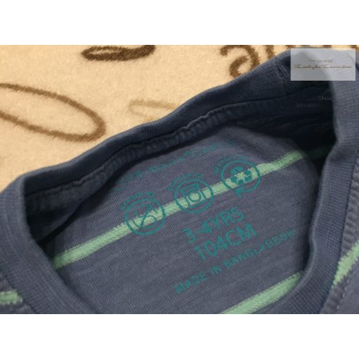 Primark 3-4 év 98-104 cm kék csíkos vékony pamut fiú felső új, szettet bontottam 