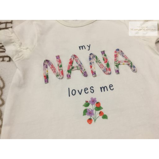 Nutmeg 12 - 18 hó 80 - 86 cm My Nana feliratos - virágmintás pamut lány felső  -újszerű, hibátlan