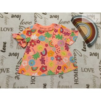   Matalan 3-4 év 98-104 cm színes virág és szivárvány mintás pamut lány felső-újszerű,hibátlan