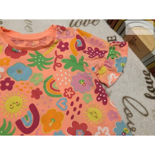Matalan 3-4 év 98-104 cm színes virág és szivárvány mintás pamut lány felső-újszerű,hibátlan