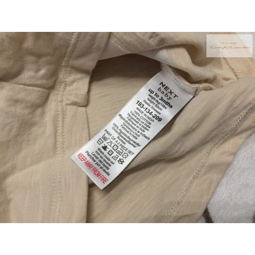 Next up to 3 month 6 kg bézs, maci fej mintás pamut lány felső-újszerű,hibátlan