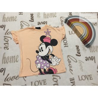   Disney 12-18 hó 80- 86  cm barackvirág színű, Minnie mintás vékony pamut lány felső- újszerű,hibátlan