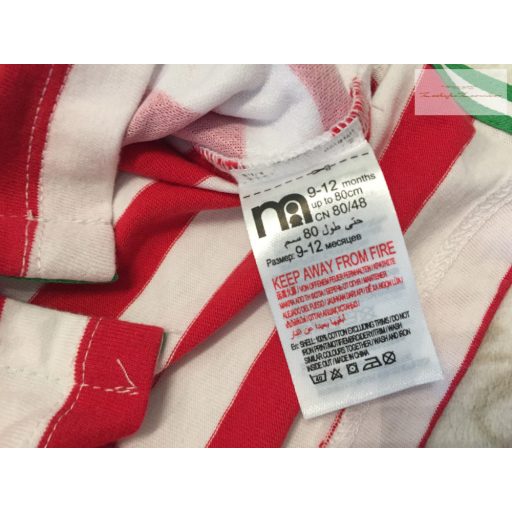 Mothercare 9-12 hó 80 cm piros csíkos, krokodil mintás pamut fiú felső -újszerű,hibátlan