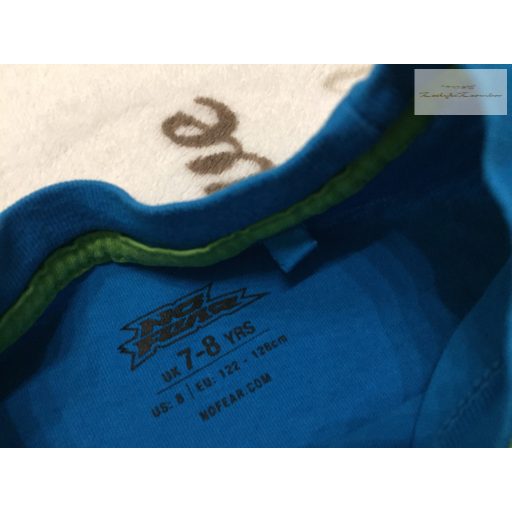 No Fear 7-8 év 122-128 cm kék-zöld mintás pamut fiú felső - újszerű,hibátlan