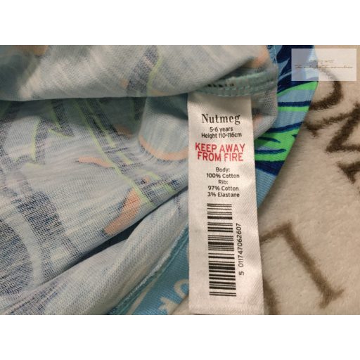 Nutmeg 5-6 év 110-116 cm kék, pálmafa- surf deszka mintás pamut fiú felső- új, csak lecímkézve