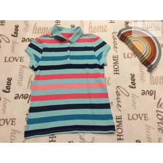   Tommy Hilfiger L 10 - 12 év 146-152 cm  színes csíkos - galléros pamut  felső - újszerű,hibátlan