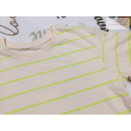 Primark 5-6 év 116 cm  bézs, halvány zöld csíkos pamut fiú felső - újszerű,hibátlan