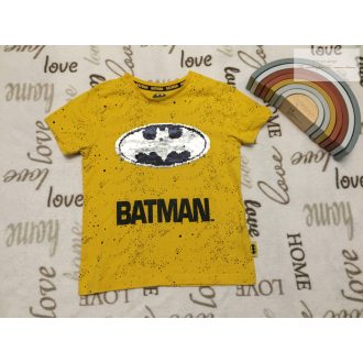   Batman 6-7 év 116-122 cm sárga-fekete simizős Batman mintás pamut fiú felső -újszerű,hibátlan