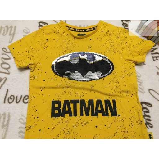 Batman 6-7 év 116-122 cm sárga-fekete simizős Batman mintás pamut fiú felső -újszerű,hibátlan