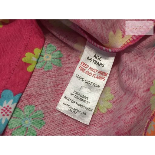 Matalan 4-5 év 104-110 cm pink, színes virágmintás vékony pamut lány felső - új, szettet bontottam
