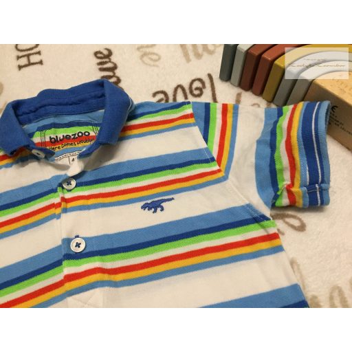 Bluezoo 4-5 év 110 cm színes csíkos pamut fiú galléros felső- újszerű,hibátlan
