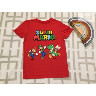  George 7-8 év 122-128 cm piros, Super Mario mintás pamut fiú  felső  új, csak átmosva