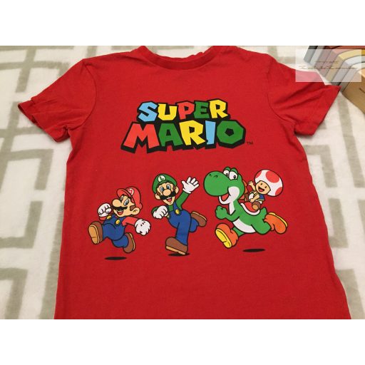 George 7-8 év 122-128 cm piros, Super Mario mintás pamut fiú  felső  új, csak átmosva
