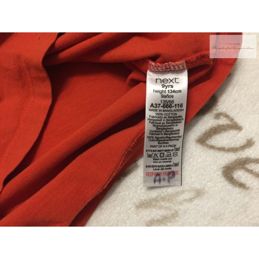 Next 9 év 134 cm narancssárgás barna puha pamut fiú felső - újszerű,hibátlan