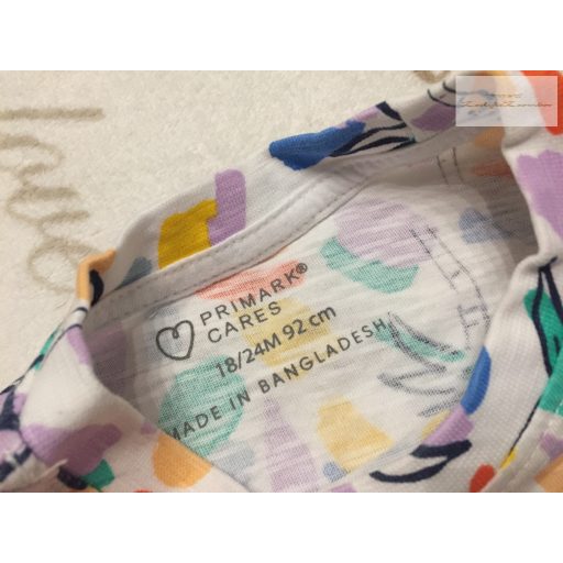 Primark 18- 24 hó 92 cm fehér, színes mintás vékony pamut fiú felső- újszerű,hibátlan