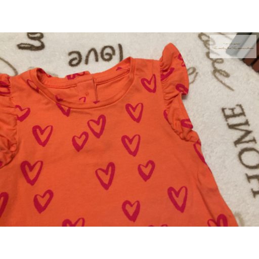 Mothercare 12 -18 hó 80-86 cm pink, szív mintás-fodros pamut lány felső-újszerű,hibátlan