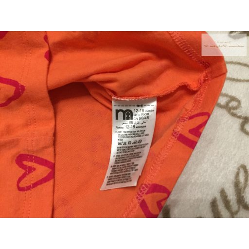 Mothercare 12 -18 hó 80-86 cm pink, szív mintás-fodros pamut lány felső-újszerű,hibátlan