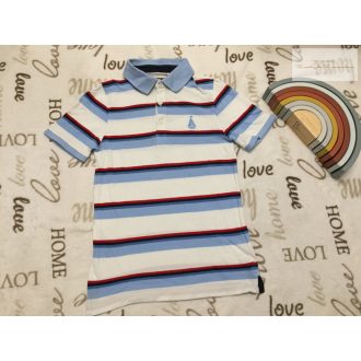   C§A 9 év 134 cm kék - piros csíkos, galléros pamut fiú felső újszerű,hibátlan