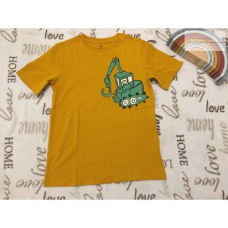   H§M 8-10 év 134-140 cm sárga, markoló mintás vékony pamut fiú felső- új, csak lecímkézve átnőtte