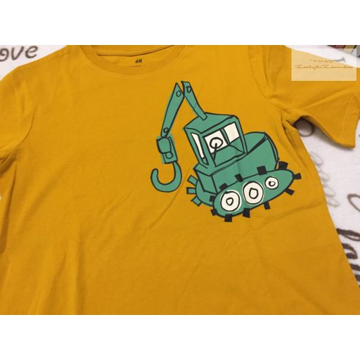 H§M 8-10 év 134-140 cm sárga, markoló mintás vékony pamut fiú felső- új, csak lecímkézve átnőtte