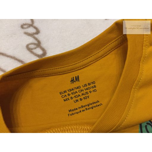 H§M 8-10 év 134-140 cm sárga, markoló mintás vékony pamut fiú felső- új, csak lecímkézve átnőtte