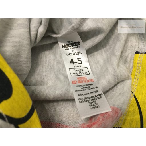 Disney at George 4-5 év 104-110 cm szürke, Mickey pamut fiú felső - új, szettet bontottam