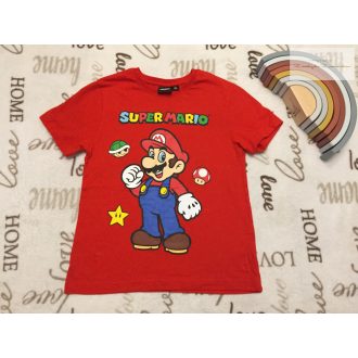   Super Mario 7-8 év 122-128 cm piros, színes Super Mario mintás pamut fiú felső - újszerű,hibátlan