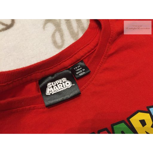 Super Mario 7-8 év 122-128 cm piros, színes Super Mario mintás pamut fiú felső - újszerű,hibátlan