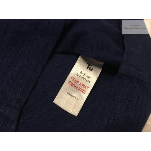 TU 4-5 év 104-110 cm sötétkék, vállán madeirás pamut lány felső- újszerű, hibátlan