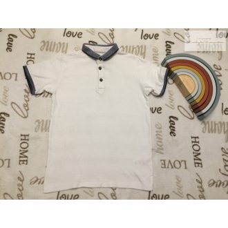   Matalan 8 év 128 cm kék - fehér galléros pamut fiú felső újszerű,hibátlan
