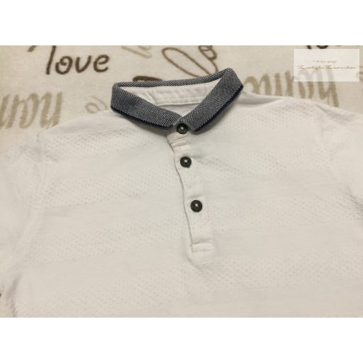 Matalan 8 év 128 cm kék - fehér galléros pamut fiú felső újszerű,hibátlan