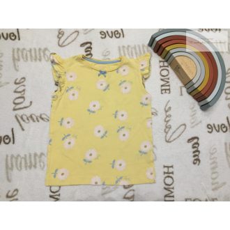   Mothercare 2- 3 év 92-98 cm  sárga, virágmintás - fodros pamut lány felső- újszerű,hibátlan